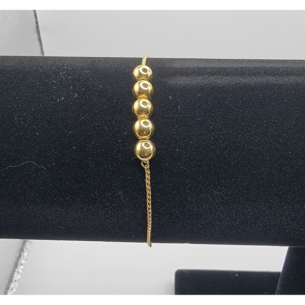 Monet Gold Tone 5 Bead Twisted Rope Chain Bracelet 7 Inch Lobster Clasp Vintage